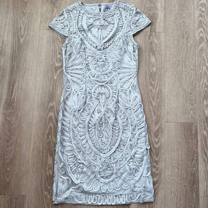 JS Collections White Embroidered Midi Dress